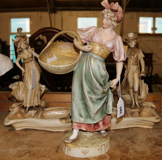 Royal Dux figure & 2 Austrian figures